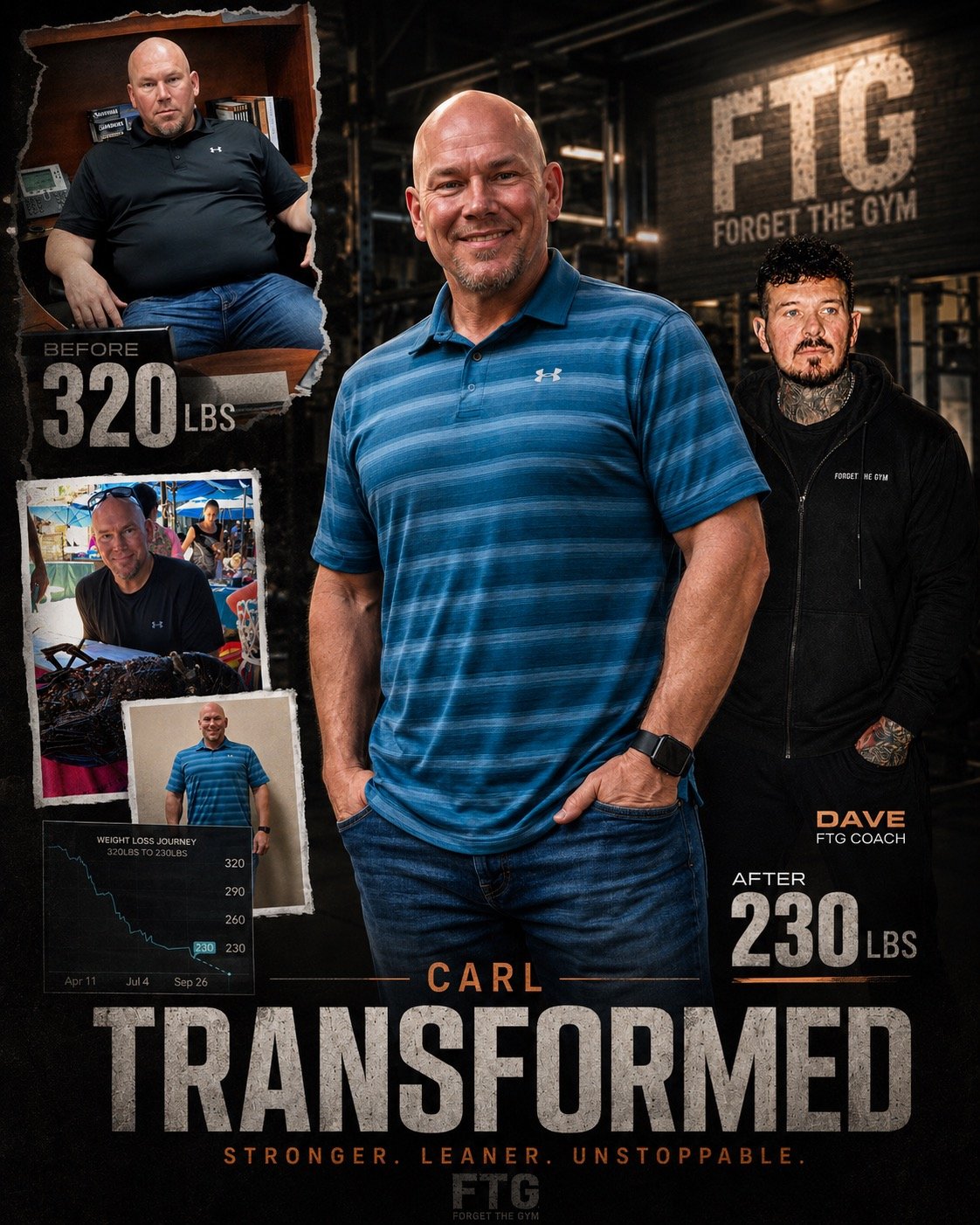 Carl — -90 lbs training with Dave Vaughan in Las Vegas